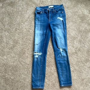 Madewell, size 24 high rise distressed skinny jeans